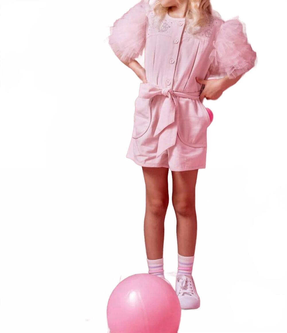 NEW TUTU DU MONDE girl's crystal flower short romper in heavenly pink